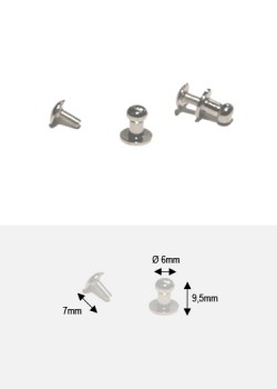 Boutons argent MM + vis (Ø6mm H:9.5mm)