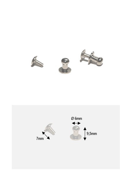 Boutons argent MM + vis (Ø6mm H:9.5mm)