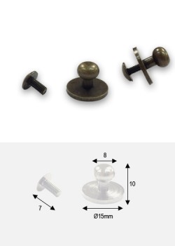 Boutons bronze sur platine + vis (15x8 H: 10mm) - Lot de 4