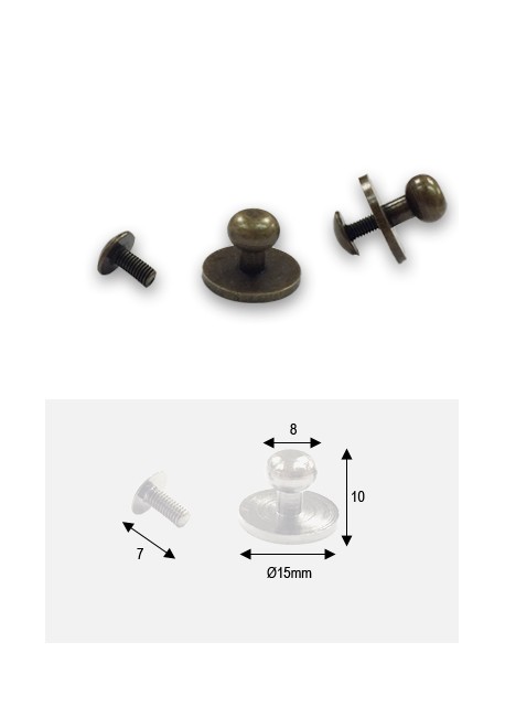 Boutons bronze sur platine + vis (15x8 H: 10mm) - Lot de 4