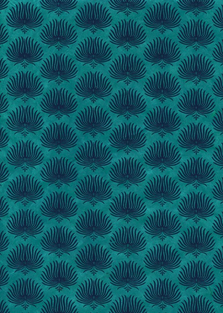 Lokta palmes fond turquoise (50x75)