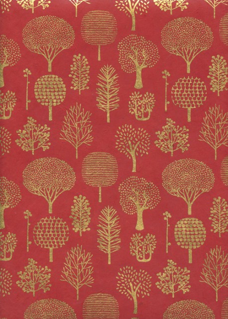 Lokta forêt or fond rouge (50x75)