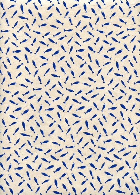 Lokta petits poissons bleus fond naturel (50x75)