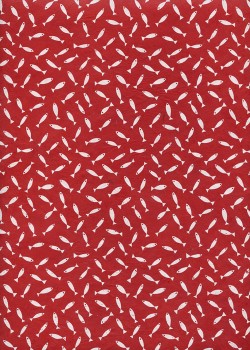Lokta petits poissons blancs fond rouge (50x75)