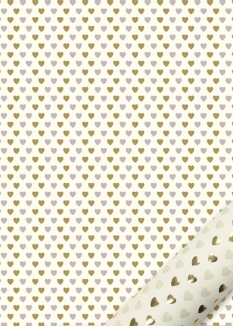 "Semis" les coeurs beiges et dorées (50x70)