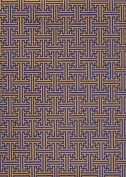 Labyrinthe bleu indigo et or vieilli (70x100)