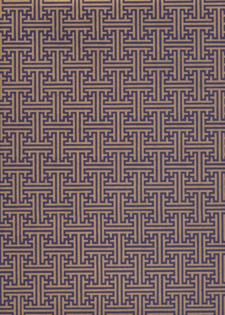 Labyrinthe bleu indigo et or vieilli (70x100)
