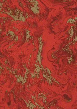 Marbré peigné rouge brique et or (70x100)