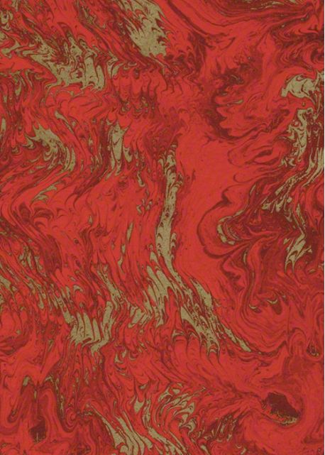 Marbré peigné rouge brique et or (70x100)