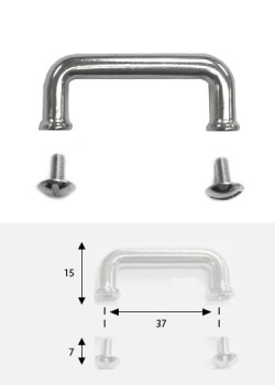 Poignées coudé argent (25mm) + vis