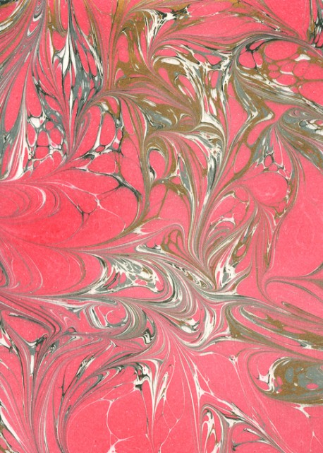 Papier reliure "fait main" rouge gris et cuivre (50x70)