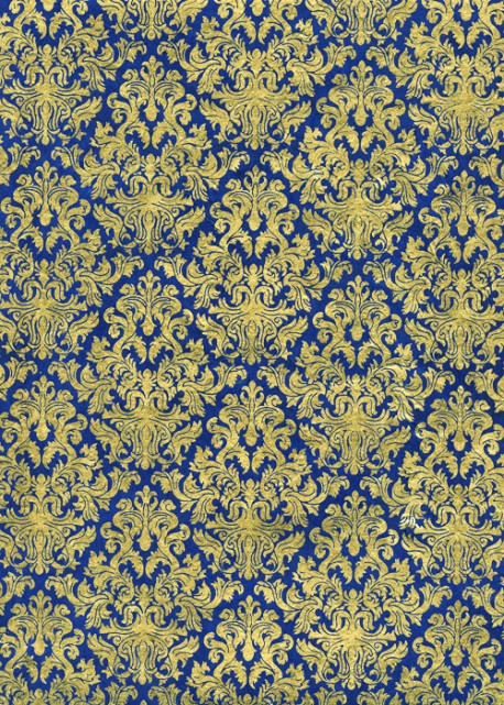 Lokta barocco or fond bleu électrique (50x75)