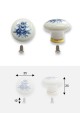 Bouton porcelaine blanche fleur bleue sur socle laiton