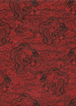 Lokta les dragons noirs fond rouge (50x75)