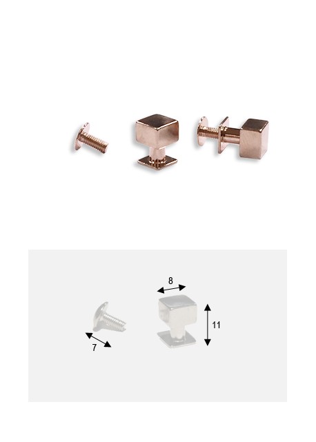 Boutons cube doré rosé + vis