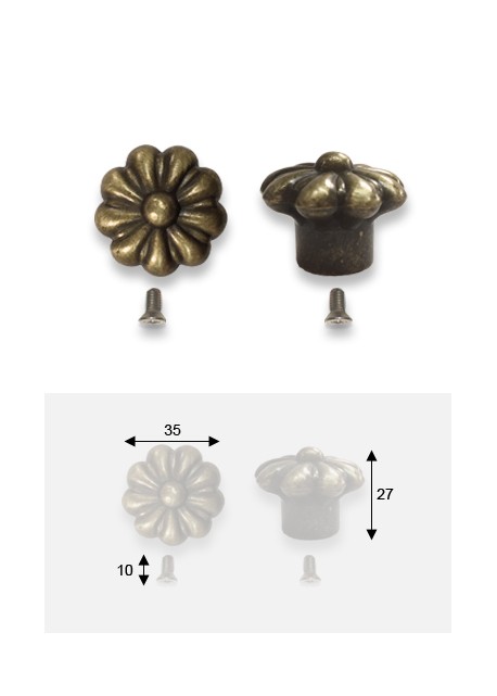 Bouton pétale en métal vieux Bronze