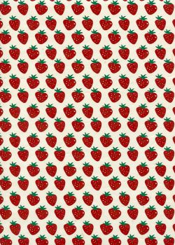 Lokta les fraises rouges fond ivoire (50x75)