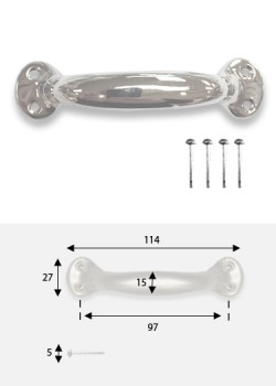 Poignée emboutie acier 90mm + fixations