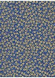 Lokta petites fleurs or sur fond bleu (50x75)