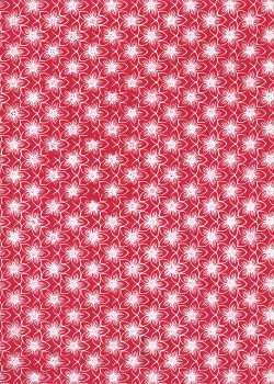 Lokta fleurs blanches fond rouge framboise (50x75)