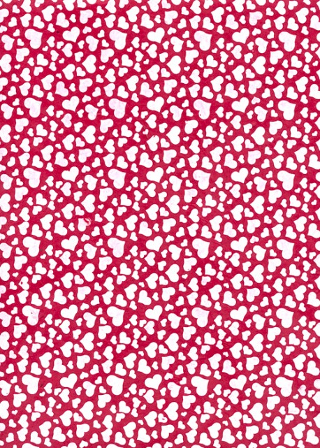 Lokta nuage de coeurs blancs fond rouge cerise (50x75)