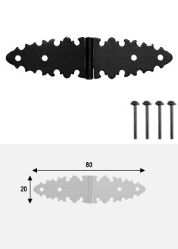 Charnières à l'ancienne (80x20) noir antique + fixations