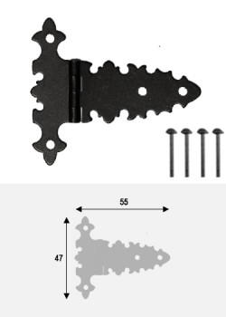 Charnières à l'ancienne (55x45) noir antique + fixations
