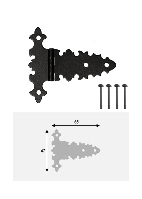 Charnières à l'ancienne (55x45) noir antique + fixations