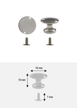 Bouton lentille argent + vis (Ø16H: 10mm)