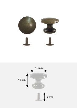 Bouton lentille bronze + vis (Ø16 H:10mm)