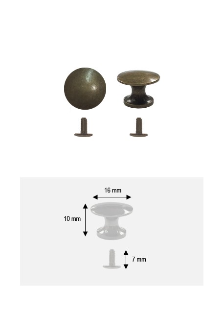 Bouton lentille bronze + vis (Ø16 H:10mm)