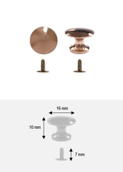 Bouton lentille doré rosé + vis (Ø16 H:10mm)