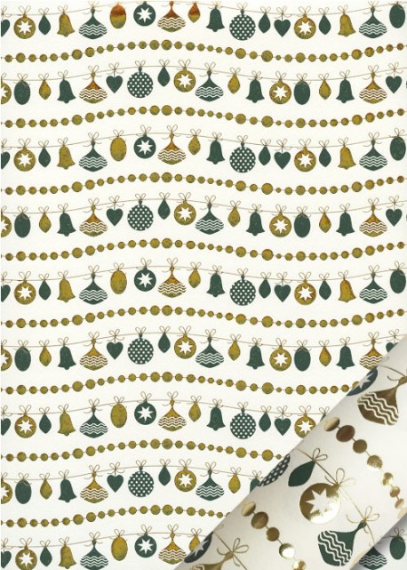 Les guirlandes de Noël vertes et or (50x70)