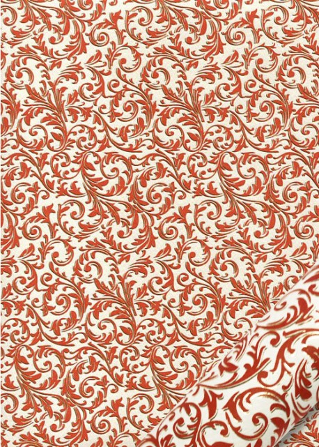 "Florence" arabesques rouges réhaussées or (50x70)