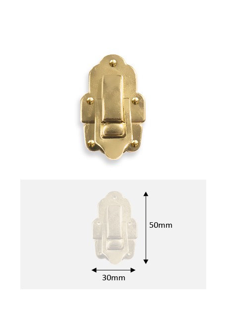 Fermoir cliquet acier laitonné (30x50mm) + clous de fixation