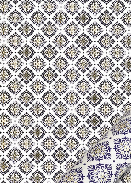 "Florence" Mosaïque bleue réhaussé or (50x70)