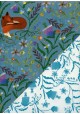 Recto verso "Les renards fond bleu / floral bleu" (50x70)