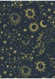 Lokta lunes et soleils or fond bleu (50x75)
