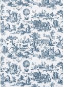 Toile de jouy montgolfière bleu moyen (65x100)