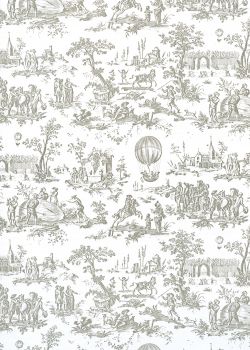 Toile de jouy montgolfière gris pâle (65x100)