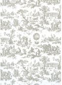 Toile de jouy montgolfière gris pâle (65x100)