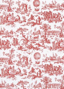 Toile de jouy montgolfière rouge (65x100)