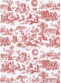 Toile de jouy montgolfière rouge (65x100)