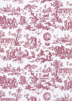 Toile de jouy montgolfière rose fuchsia (65x100)