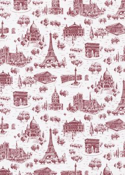 Toile de jouy - Monuments de Paris bordeaux (70x100)