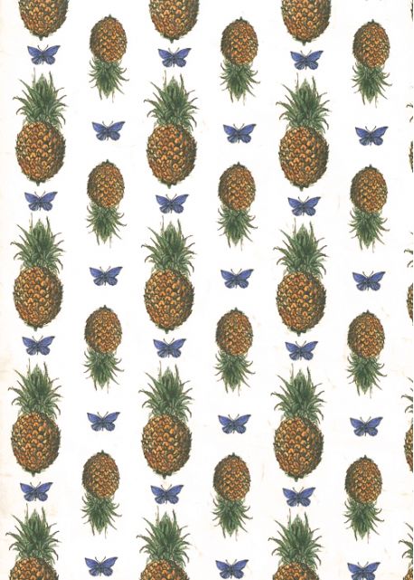 Planche d'ananas et de papillons (50x70)