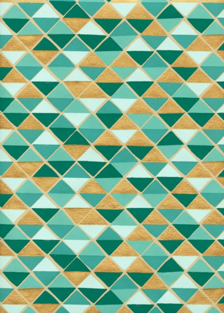 "Mosaique" turquoise et or (50x70)