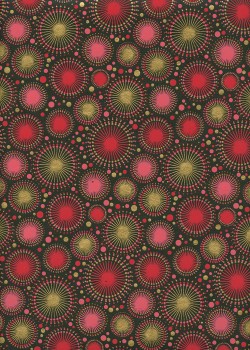 "Feu d'artifice" rouge et or (50x70)