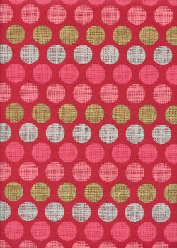 "Pois" rouge rose argent et or (50x70)