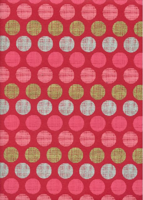 "Pois" rouge rose argent et or (50x70)